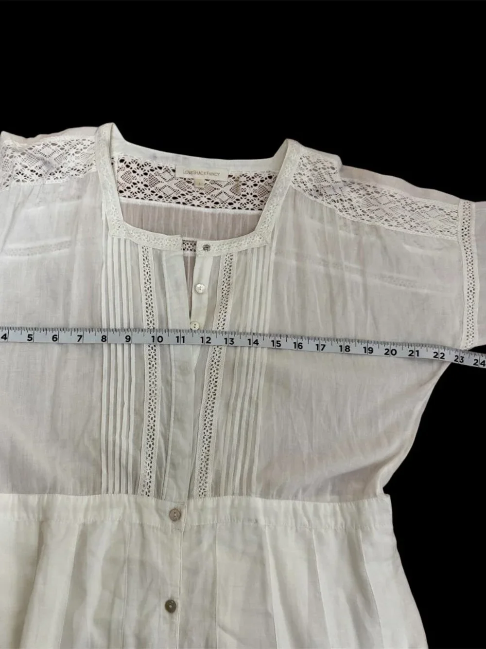 LoveShackFancy Edie voile lace trim white large cotton cottagecore midi dress - Picture 6 of 10